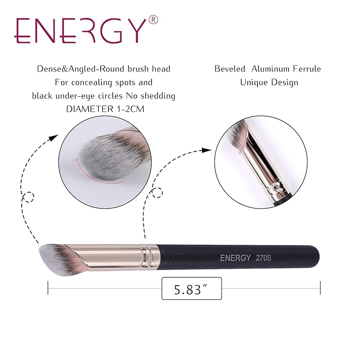 ENERGY Concealer Brushes Set Liquid Face Makeup Concealer brush for liquid Cream Powder Blending Buffing Under Eye Concealer Eyebrow Nose Contour Face Brush 270/270S