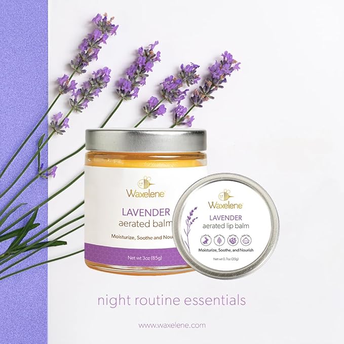 Waxelene Lavender Aerated Lip Balm Tin 4 Piece, Best Lip Balm Ever Organic Calming Multipurpose Ointment Baby Eczema Dry Skin Face Moisturizer