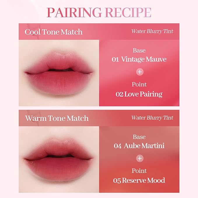 COSNORI Water Blurry Tint - Vegan Blurry Lip Tint, Lightweight & Long-lasting, Moist-watery texture, Flawless blurred lip (06 Fuchsia Tannin)