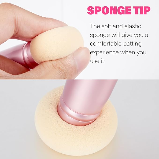 Dual-Ended Hair Makeup Brush - Precision Hairline Powder With Sponge Tip for Seamless Blending, Concealer, Root Touch Up, and Contour (Rose Pink, 3.5 Inch)