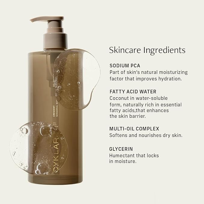 CYKLAR Sensorial Body Wash. Crescent Fragrance Hydrating Cleanser with Moisture Locking Multi-Oil Complex, Sodium PCA and Glycerin. Nourishing Shower Gel for Women and Men, 16.5 Fl Oz Luxury Bodywash
