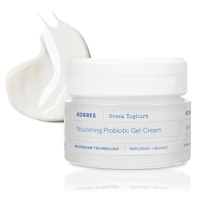 KORRES Greek Yoghurt Nourishing Probiotic Gel-Cream, Lightweight Face Moisturizer with Pre and Probiotics, Time-Released Hydration for 48 Hours, Microbiome Technology for Balanced Skin, 1.4 Fl Oz