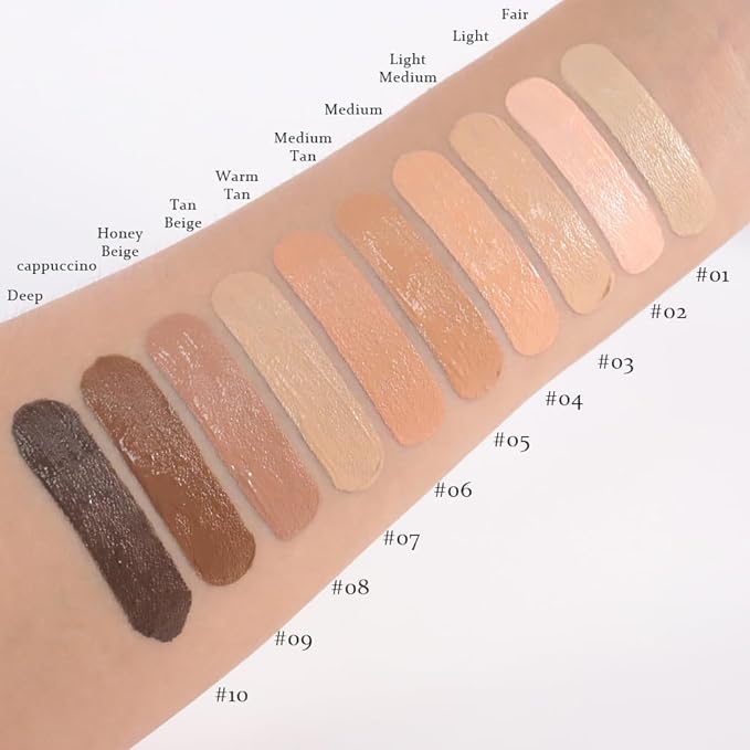 Liquid Concealer Makeup, Natural Coverage for Older Women, Under Eye Brightener Full Coverage Concealer for Dark Circles, Lightweight, Covers Oil-Free, Vegan & Cruelty-Free, 02 Light