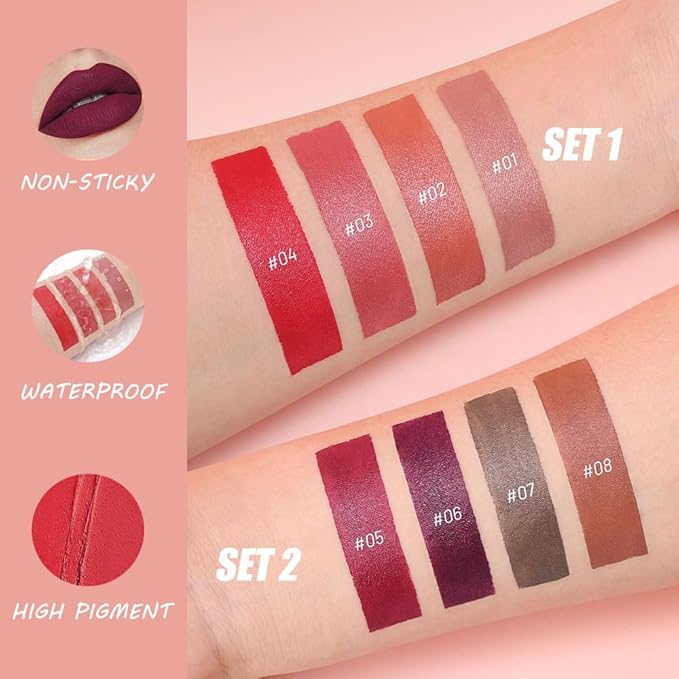 Matte Lip Lipstick Crayon Lip Liner Thick Pencil, High-Pigment Outline lips, Non-sticky Matte Velvet Texture, Waterproof & Smudge-Proof Longwear Pigmented, Fit for all tones 06#