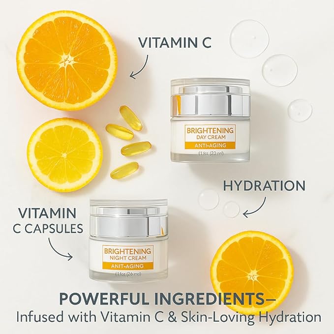 SpaScriptions Clinicals Brightening Vitamin C Day & Night Cream Set - 2 Pack (1.7oz)