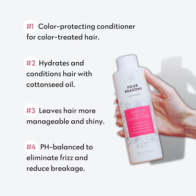 No nothing Sensitive Hair Conditioner for Color Treated Hair - Fragrance Free- Hypoallergenic, Phthalate Free, Paraben Free, Vegan & Unscented Conditioner -10.15 oz