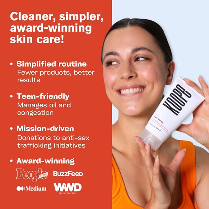 Koope Gel Face Wash, Cleanser For All Skin Types, Gentle, Soap-Free, pH Balanced, Makeup Remover with Oat Amino Acids, Cucumber, Kiwi & Aloe, Free of Parabens, Sulphates & Fragrances, Vegan, 5.0 FL OZ