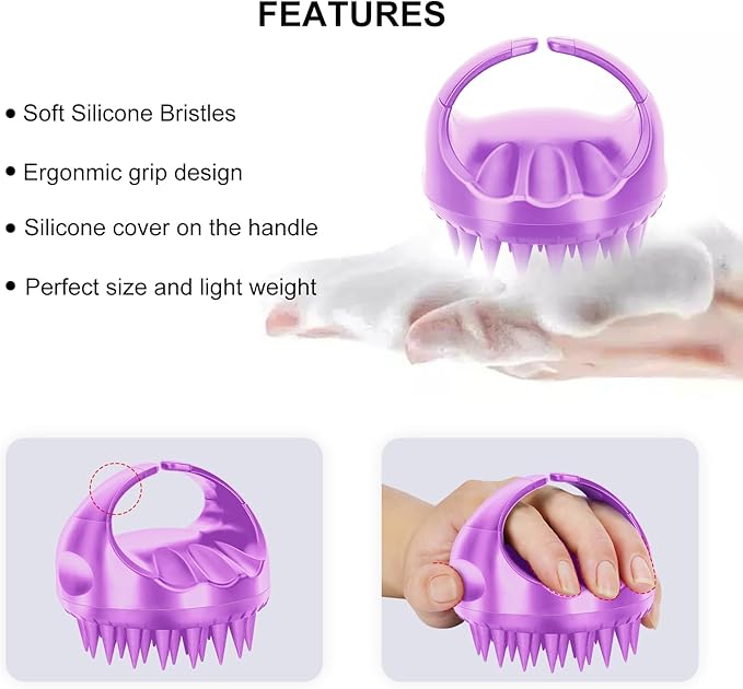 SetSail Hair Scalp Massager Shampoo Brush, Soft Silicone Hair Scalp Scrubber with Ergonomic Handle Dry and Wet Use Hair Scalp Brush for Hair Growth, Dandruff Removal, Blood Circulation for Women Men