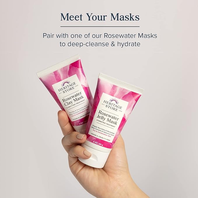HERITAGE STORE Rosewater - Refreshing Face Mist with Damask Rose, All Skin Types - Hydrating Rose Water Spray for Glowing Skin Care - No Dyes or Alcohol, Hypoallergenic, Vegan, 60-Day Guarantee, 4oz