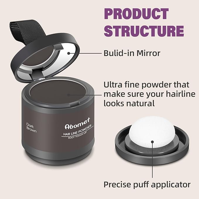 Hairline Powder Instantly Conceals Hair Loss, Root Touch Up Hair Color Powder, Hair Toppers for Women Men, Hair Fibers for Thinning Hair, Root Cover Up lasting 24 hours (Dark Brown, 0.35)