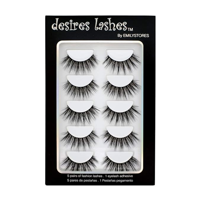 Natural Lashes 3D Layered Effect Fake-Mink Eyelashes Multipack 5Pairs, Dramatic