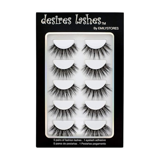Natural Lashes 3D Layered Effect Fake-Mink Eyelashes Multipack 5Pairs, Dramatic