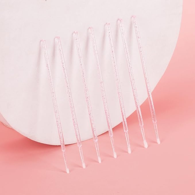 Tbestmax 500 Pcs Micro Applicator Brush, Micro Swabs, Disposable Eye Lashes Mascara Wands for Eyelash Extension - Crystal Pink