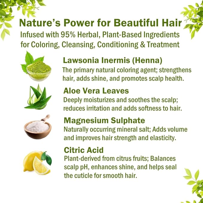 3IN1 Henna Hair Color - 30 Min Fast Herbal Hair Dye for Gray Coverage, Conditioning & Hair Treatment - No Ammonia, Semi-Permanent, Plant-Based (MEDIUM BROWN)