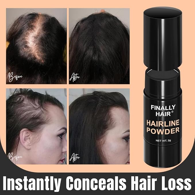 Compact Size Finally Hair Hairline Powder, Root Touch Up. Gray Away, Color Your Part, Fill In Your Beard, Make Beautiful Eyebrows (Medium Brown)