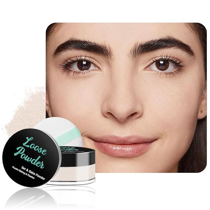 Loose Setting Powder - Translucent Finishing Powder for Face With Built-in Puff, Oil Control & Pore Blurring, Soft Matte Makeup, Vegan & Long Lasting, Light 02 (0.21 oz)