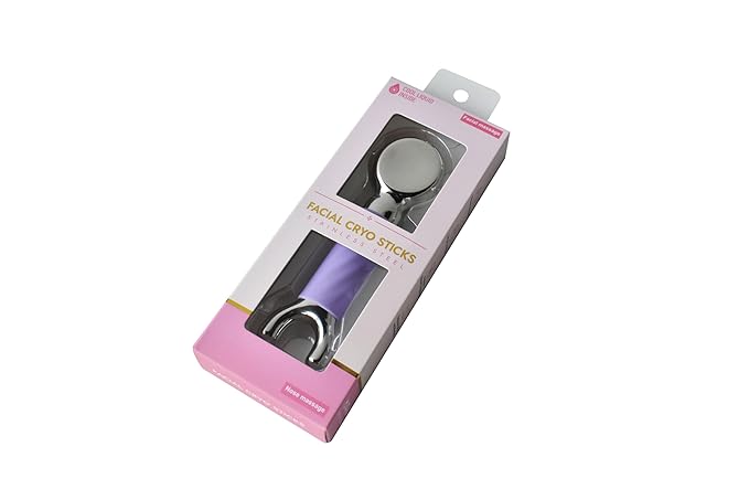Betyura Ice Globes for Face & Eyes – Dual-Head Stainless Steel Facial Cryo Sticks with Silicone Grip, Cooling Globes to Reduce Puffiness Wrinkles - Purple
