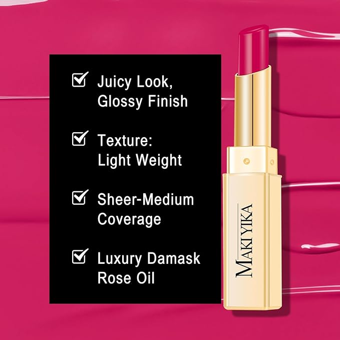3Pc Moisture Lipsticks for Women Nude Pink Hot Pink Lipstick Hydrate Tinted Lip Balm for Dry Cracked Lips Glossy Lip Color, MA55/62/56