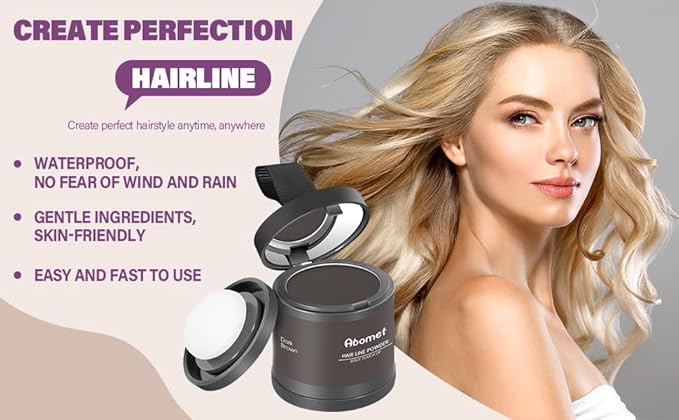 Hairline Powder Instantly Conceals Hair Loss, Root Touch Up Hair Color Powder, Hair Toppers for Women Men, Hair Fibers for Thinning Hair, Root Cover Up lasting 24 hours (Dark Brown, 0.35)