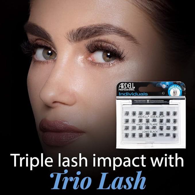 Ardell False Eyelashes Individual Lashes Trios Long Black - DIY Lash Clusters, Flared Volume, Strip Lashes Eyelash Extensions, 4 Pack