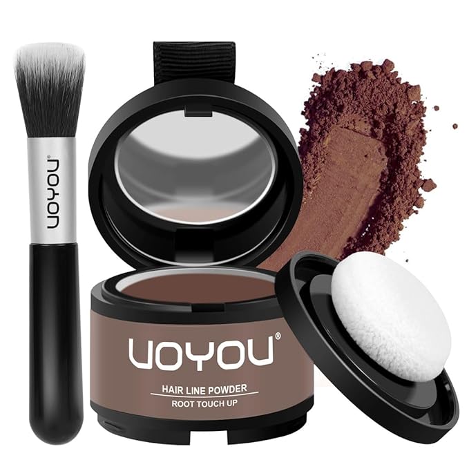 Root Touch Up Powder Instantly Conceals Hair Loss, Gray Root Cover Up Powder, Water & Sweat Resistant Hair Powder for Thinning Hair Men & Women, Includes Brush (Medium Blonde, 4g Bottle with Brush)