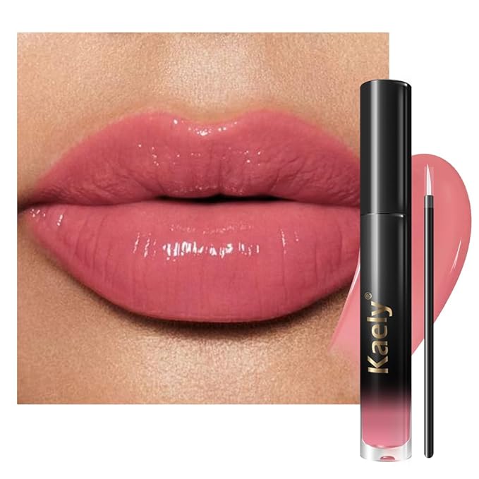 Kaely Longwear Shine Lipstick for Women, Highly Pigmented Liquid Lip Color Makeup, Non-Transfer Lip Gloss Stain Waterproof Smudge Proof 24 Hour, Glossy Finish, Vegan & Cruelty-free, 18 NUDE