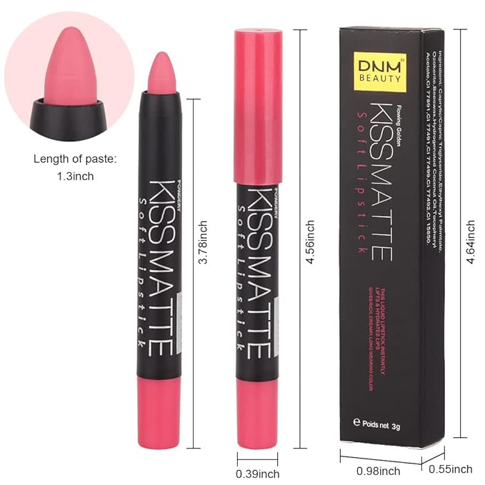 BINGBRUSH 3 Colors Longwear Lipstick Pack Set, Matte Color Stick Ultimate Lip Crayon for Makeup Collection - Nourishing Waterproof Velvet Lipgloss Lip Stain (01# 04# 07#)