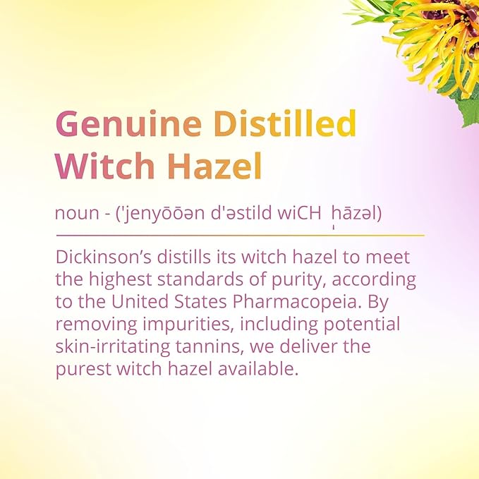 Dickinson's Enhanced Witch Hazel Hydrating Toner with Rosewater, Alcohol Free, 98% Natural Formula, 16 Fl Oz (Pack of 2)