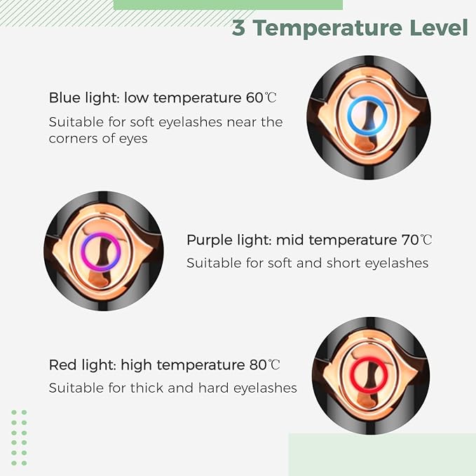 Heated Eyelash Curler, USB Rechargeable Electric Heating Eyelash Curler for Women, 3 Temperature Modes 2 in 1 Clip-Type Eyelash Curler with Built-in Comb Fast Heating & Long Lasting
