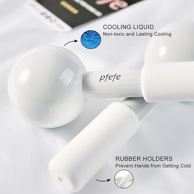 Pfefe Ice Globes for Face & Eyes, Unbreakable Stainless Steel Cryo Sticks for Beauty Routines, Facials Cold Roller Cooling Globes for Puffiness, Wrinkles, Dark Circles, Headaches