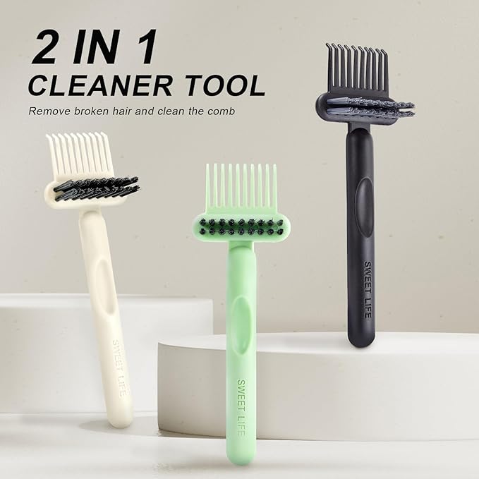 Hair Brush Comb Cleaning Tool Comb,2-in-1 Hair Brush Cleaner Tool, Portable Remover Rake for Removing Hair Dust, Home and Salon Use (Green)