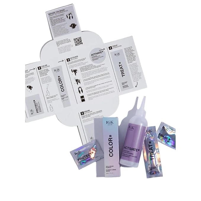 IGK Permanent Hair Dye Color Kit | 7N Latte - Dark Natural Blonde | 100% Gray Color Coverage + Strengthen + Shine | Ammonia Free (2 Pack)