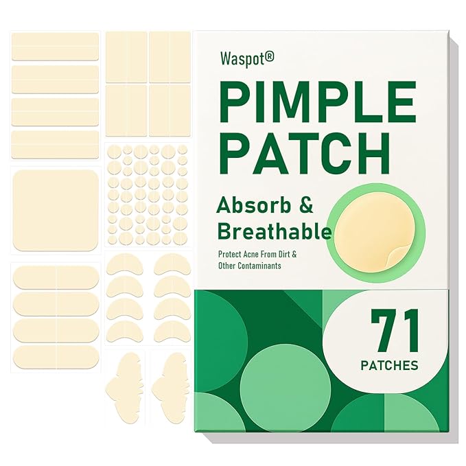 Hydrocolloid Acne Patches | 71 Ultra-Thin Acne Bandages, Pimple Patches Gift Pack, Clear Pimple Patches for Maskne/Travel (7 Sizes)