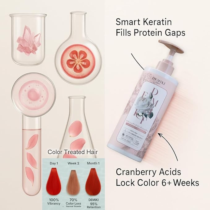 DEMIKI Japanese Shampoo and Conditioner Set for Women, Shampoo and Conditioner Set for Oily Hair, Sulfate Free, Rose Scent, Anti Dandruff, Clarifying, Moisturizing, Hydrolyzed Keratin Hair Care, 32oz
