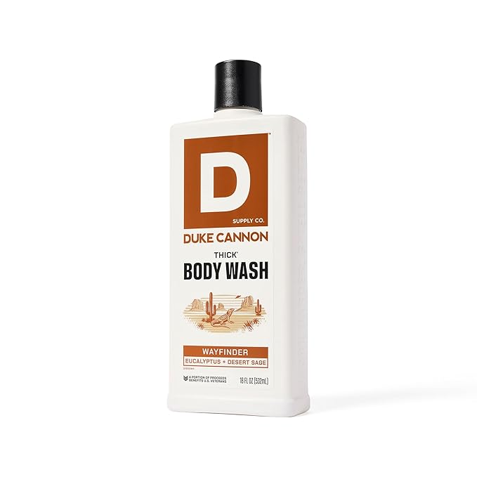 Duke Cannon Supply Co. Thick High Viscosity Body Wash – 3X Thicker, Cleansing Shower and Bath Gel, Mineral-Enriched for Men – Shower Gel – Men’s Body Scrub – Wayfinder (18 oz)