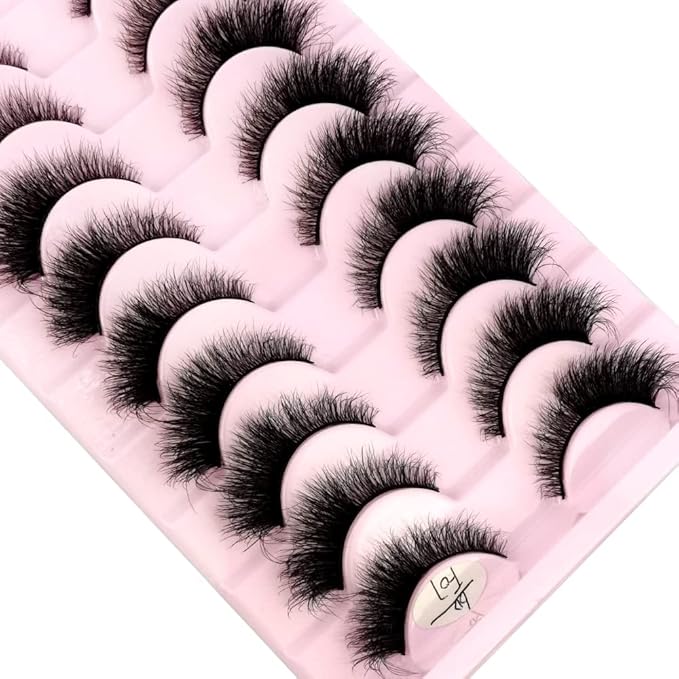 HBZGTLAD New 10 Pairs 3D Mink Lashes False Eyelashes Handmade Wispy Fluffy Long Lashes Natural Eye Makeup Tools Eye Lashes(6DF07)