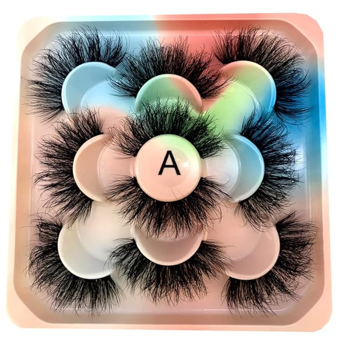 HBZGTLAD new 5 Pairs 25 mm 4d Mink Lashes Bulk Faux with Custom Natural Mink Lashes Pack Short Wholesales Natural False Eyelashes (A)