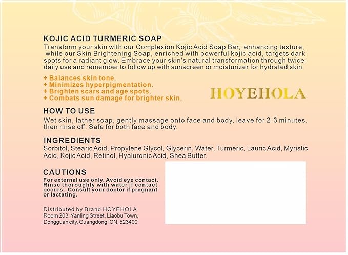 Kojic Acid Turmeric Soap Bar - Dark Spot Remover for Face Even Skin Tone, Moisturizing & Nourishing Natural Ingredients 2Packs