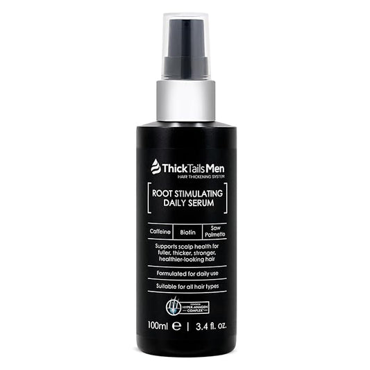 ThickTails Men’s Root Stimulating Leave-In Serum for Thicker, Fuller-Looking Hair – Daily Vegan Hair Strengthener with Biotin, Caffeine & Saw Palmetto – Lightweight, Fast-Absorbing Formula