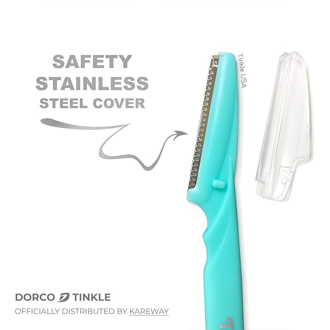 Tinkle Dermaplaning Tool 6ct, Dermaplane Razor for Women, Safe and Easy Peach Fuzz Remover, Eyebrow Trimmer with Protective Cover (2 Packs of 3), Stocking Stuffers