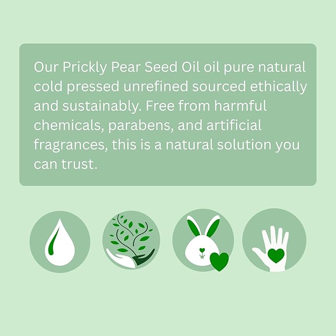Prickly Pear Seed Oil Organic - Virgin (Cold Pressed, Unrefined) for hydrated skin, glowing mature skin. Nature’s Desert Secret for Radiant Skin and Hair 0.5 oz (15ml)