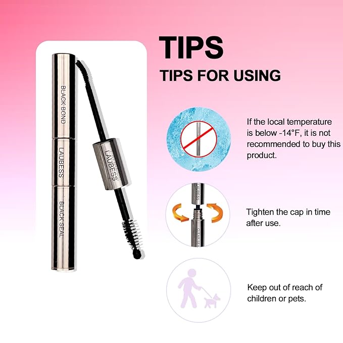 Lash Bond and Seal Lash Glue Waterproof LAUBESS 2-in-1 Cluster Lash Glue for Eyelash Clusters 72H 10ml (Black/Black)