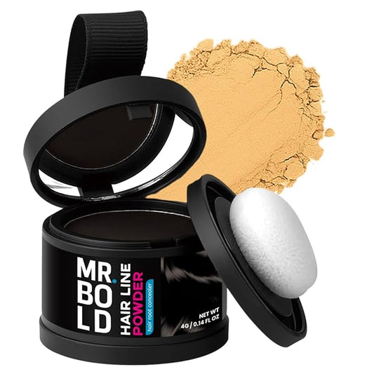 Mr Bold Hairline Powder - Instantly Hair Color Shadow Cover Gray Hair Root Touch Up MEDIUM BLONDE Scalp Hair Color for Gray Coverage, Thin Hair Shadow Powder for Women & Men 4g
