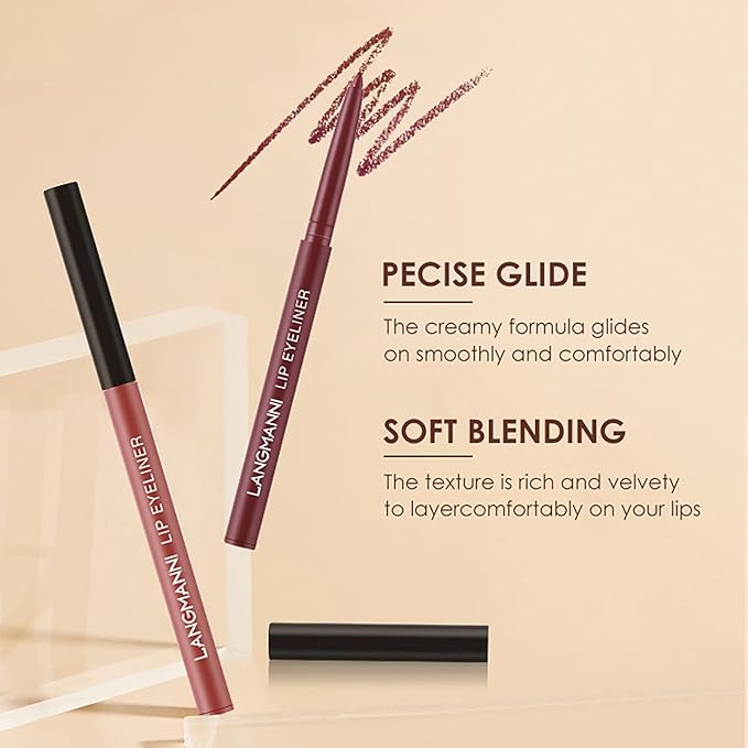 Petansy 12Pcs Lip Liner and Lipstick Set, 6 Colors Matte Liquid Lip Sticks + 6 Matching Smooth Nude Lip Liner, All in One Waterproof Long Lasting Lip Gloss Lips Make-up Gift Set for Girls and Women