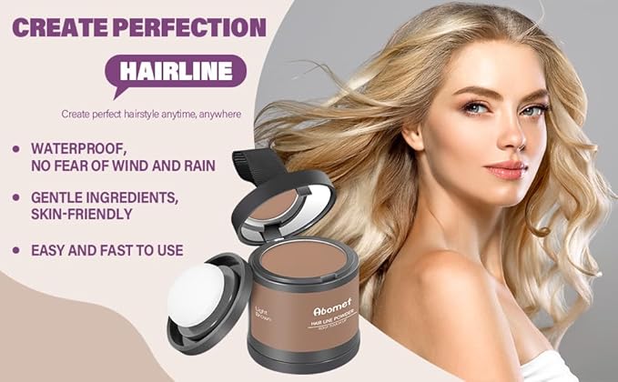 Hairline Powder Instantly Conceals Hair Loss, Root Touch Up Hair Color Powder, Hair Toppers for Women Men, Hair Fibers for Thinning Hair, Root Cover Up lasting 24 hours (Light Brown, 0.35)
