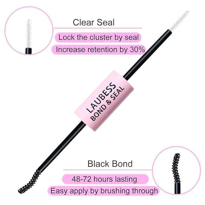 Lash Glue for Eyelash Clusters 3-in-1 Lash Remover for Lash Extensions Eyelash Glue Remover Lash Bond and Seal Waterproof DIY Eyelash Extension Remover 15ml(Black)