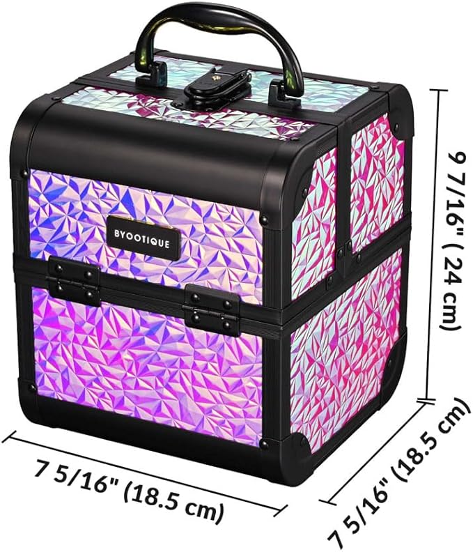 BYOOTIQUE Makeup Train Case Kit with Cube Case Cosmetic Organizer Mermaid Pink
