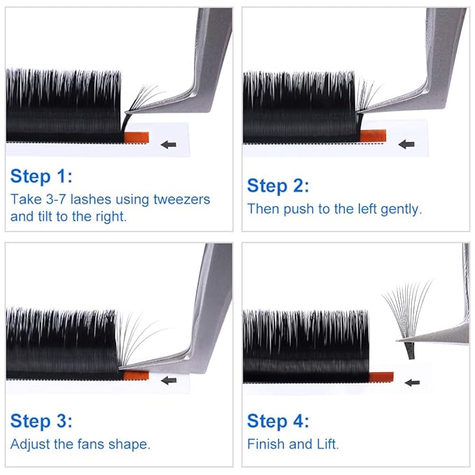 Easy Fan Volume Lashes D DD Curl Self Fanning Eyelash Extensions 2D~10D 0.07mm Easy Fan Lash Extensions 8-18mm Length Withstand about 194℉ (0.07-D, 12mm)