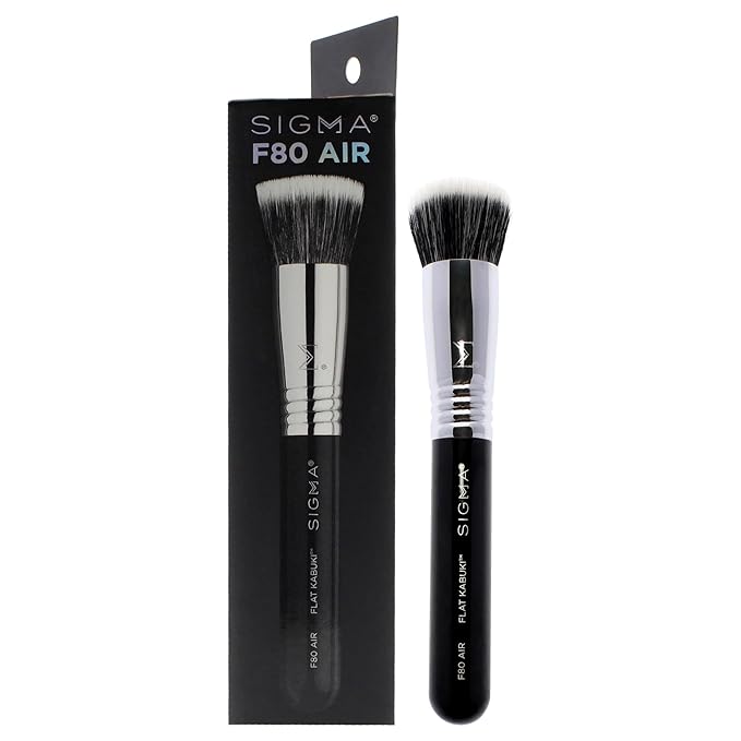 Sigma Beauty F82 Round Kabuki Brush – Kabuki Foundation Brush for Buffing Mineral Powder, Kabuki Makeup Brush for Blended, Natural Looking Finish (1 Brush)