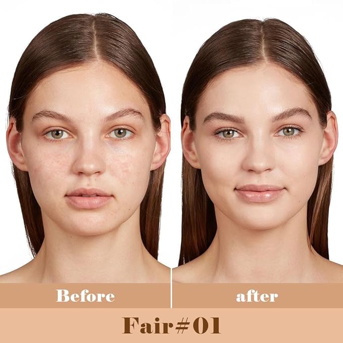 Liquid Concealer Makeup, Natural Coverage for Older Women, Under Eye Brightener Full Coverage Concealer for Dark Circles, Lightweight, Covers Oil-Free, Vegan & Cruelty-Free, 01Fair